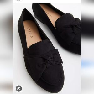 torrid Black Faux Suede Bow Loafers